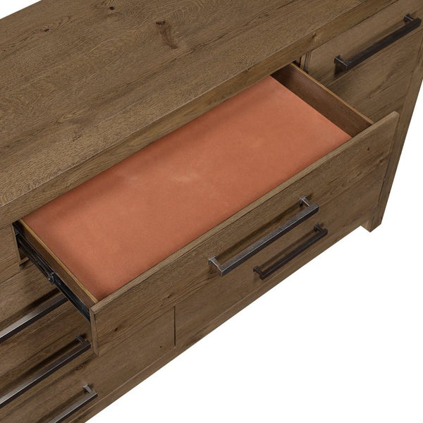 English Elm Rustic Brown French Oak Nine Drawer Dresser with Cedar Lining for Master Bedroom B011P568792
