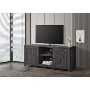 English Elm Farmhouse Style Wood Media Console with Open Shelves and Cabinet Storage for Large TVs Gray B011P568796