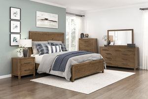 English Elm Rustic French Oak Veneer Tall Five Drawer Dresser with Cedar Lined Base for Bedroom B011P568797
