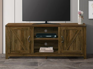English Elm Farmhouse Style Wood Media Console with Open Shelves and Cabinet Storage for Large TVs Dark Oak B011P568800