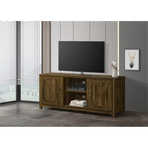 English Elm Farmhouse Style Wood Media Console with Open Shelves and Cabinet Storage for Large TVs Dark Oak B011P568800