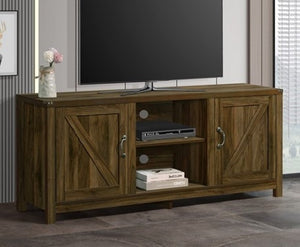 English Elm Farmhouse Style Wood Media Console with Open Shelves and Cabinet Storage for Large TVs Dark Oak B011P568800