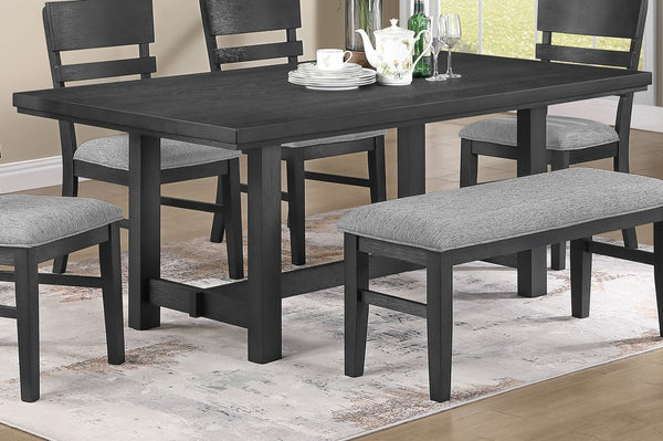 English Elm Charcoal Black Round Counter Height Dining Table with Built in Lazy Susan and Open Shelf 72 x 40 x 30 B011P568802