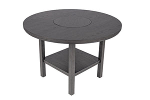 English Elm Charcoal Black Round Counter Height Dining Table with Built in Lazy Susan and Open Shelf 54 x 54 x 36 B011P568804