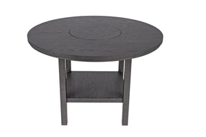 English Elm Charcoal Black Round Counter Height Dining Table with Built in Lazy Susan and Open Shelf 54 x 54 x 36 B011P568804