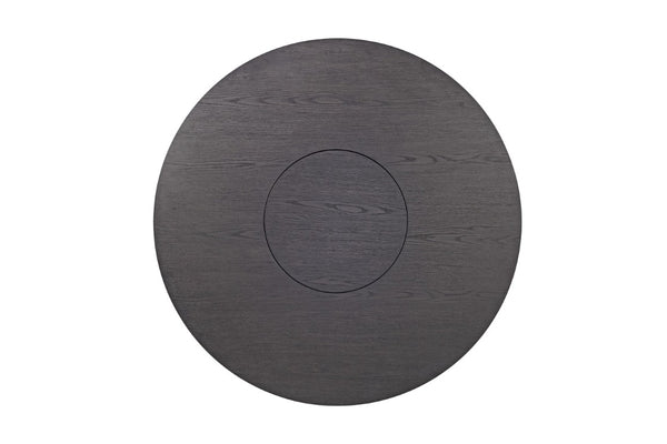 English Elm Charcoal Black Round Counter Height Dining Table with Built in Lazy Susan and Open Shelf 54 x 54 x 36 B011P568804