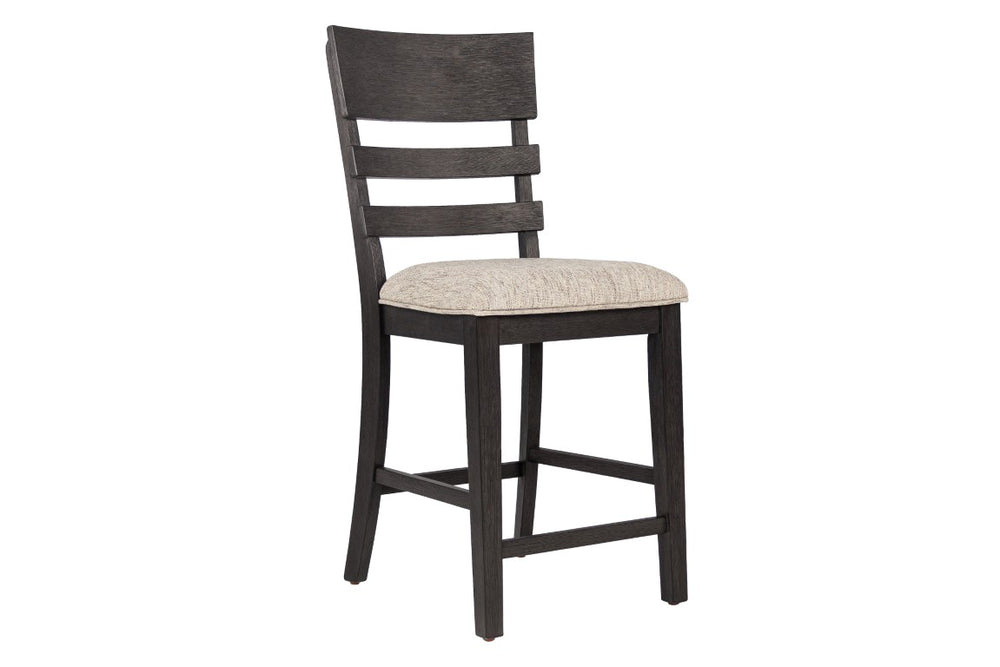 English Elm Upholstered Ladder-Back Counter Stools Set of Two with Solid Wood Frame for Kitchen Islands Counter Height B011P568814