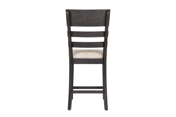 English Elm Upholstered Ladder-Back Counter Stools Set of Two with Solid Wood Frame for Kitchen Islands Counter Height B011P568814