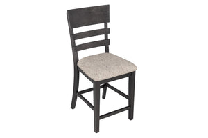 English Elm Upholstered Ladder-Back Counter Stools Set of Two with Solid Wood Frame for Kitchen Islands Counter Height B011P568814