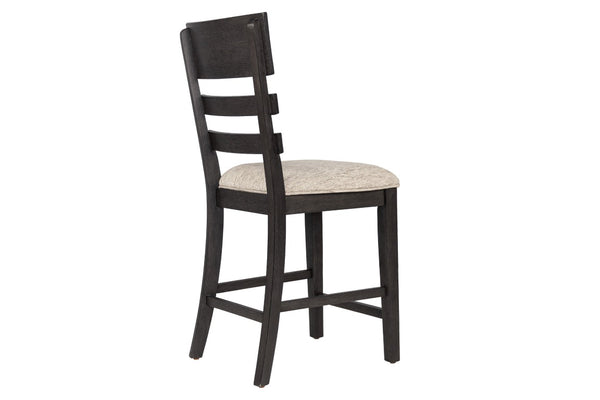 English Elm Upholstered Ladder-Back Counter Stools Set of Two with Solid Wood Frame for Kitchen Islands Counter Height B011P568814