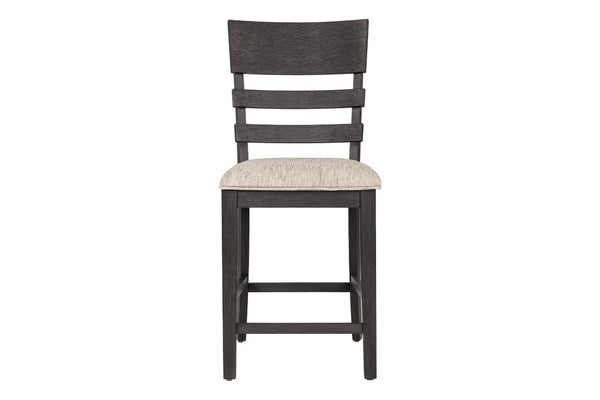 English Elm Upholstered Ladder-Back Counter Stools Set of Two with Solid Wood Frame for Kitchen Islands Counter Height B011P568814