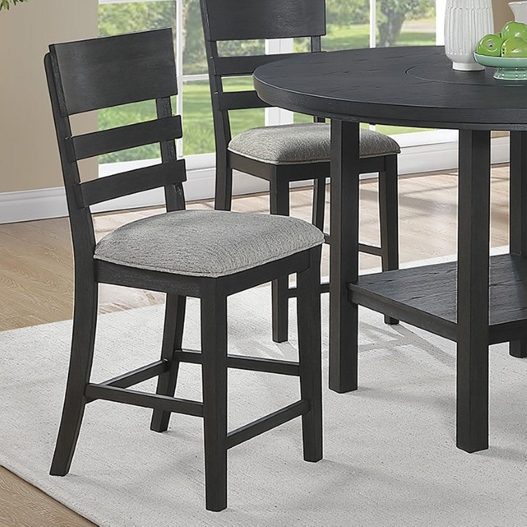 English Elm Upholstered Ladder-Back Counter Stools Set of Two with Solid Wood Frame for Kitchen Islands Counter Height B011P568814
