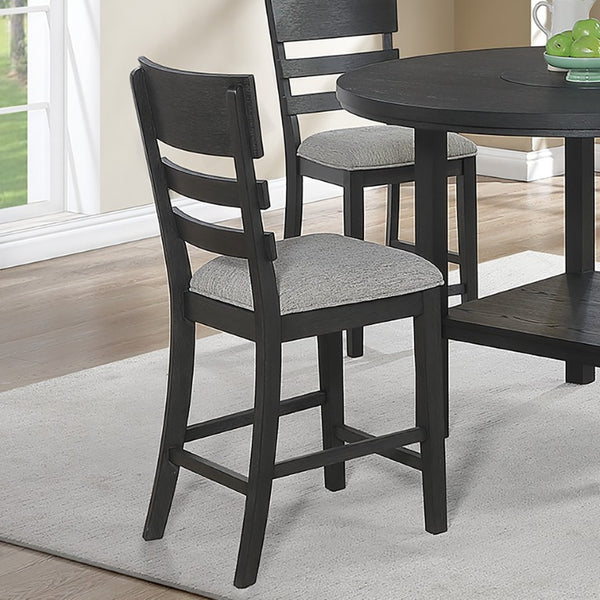 English Elm Upholstered Ladder-Back Counter Stools Set of Two with Solid Wood Frame for Kitchen Islands Counter Height B011P568814