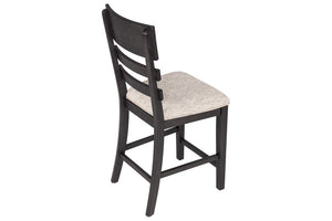 English Elm Upholstered Ladder-Back Counter Stools Set of Two with Solid Wood Frame for Kitchen Islands Counter Height B011P568814