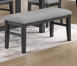 English Elm Charcoal Rubberwood Upholstered Dining Bench with Padded Seat for Modern Rooms B011P568815