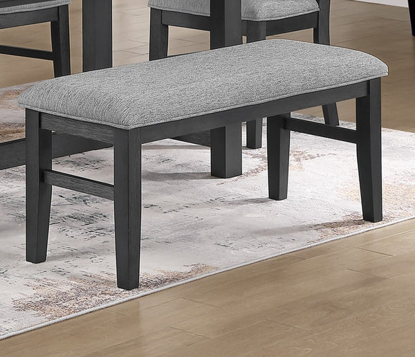English Elm Charcoal Rubberwood Upholstered Dining Bench with Padded Seat for Modern Rooms B011P568815