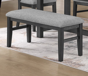 English Elm Charcoal Rubberwood Upholstered Dining Bench with Padded Seat for Modern Rooms B011P568815