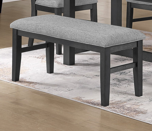 English Elm Charcoal Rubberwood Upholstered Dining Bench with Padded Seat for Modern Rooms B011P568815