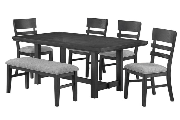 English Elm Charcoal Rubberwood Upholstered Dining Bench with Padded Seat for Modern Rooms B011P568815