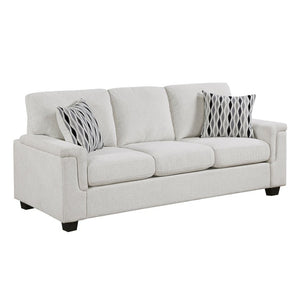 English Elm Beige Chenille Three Seater Sofa with Pocket Coil Cushions and Decorative Pillows B011P568818