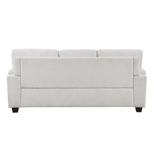 English Elm Beige Chenille Three Seater Sofa with Pocket Coil Cushions and Decorative Pillows B011P568818