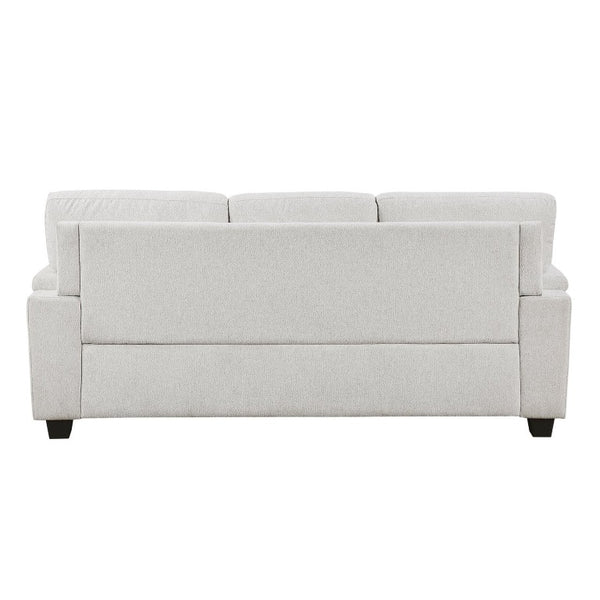 English Elm Beige Chenille Three Seater Sofa with Pocket Coil Cushions and Decorative Pillows B011P568818