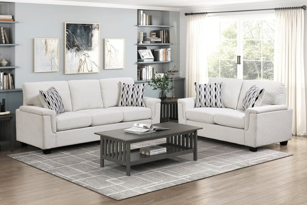 English Elm Beige Chenille Three Seater Sofa with Pocket Coil Cushions and Decorative Pillows B011P568818
