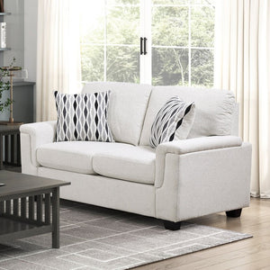 English Elm Beige Chenille Loveseat with Pocket Coil Cushions and Reversible Covers for Living Rooms B011P568819
