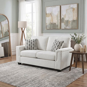 English Elm Beige Chenille Loveseat with Pocket Coil Cushions and Reversible Covers for Living Rooms B011P568819