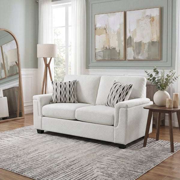 English Elm Beige Chenille Loveseat with Pocket Coil Cushions and Reversible Covers for Living Rooms B011P568819