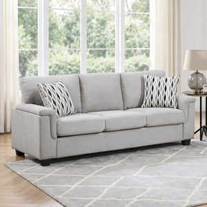 English Elm Gray Chenille 3 Seat Sofa with Pocket Coil Support and Decorative Pillows for Living Rooms B011P568833
