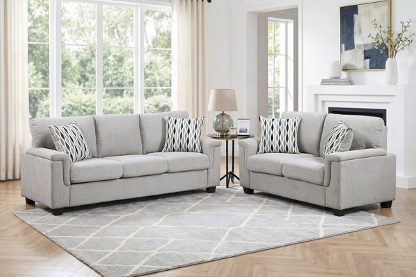 English Elm Gray Chenille 3 Seat Sofa with Pocket Coil Support and Decorative Pillows for Living Rooms B011P568833