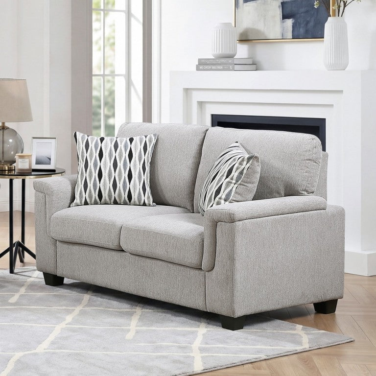 English Elm Gray Chenille Loveseat with Pocket Coil Cushions Decorative Pillows Transitional Living Room B011P568834
