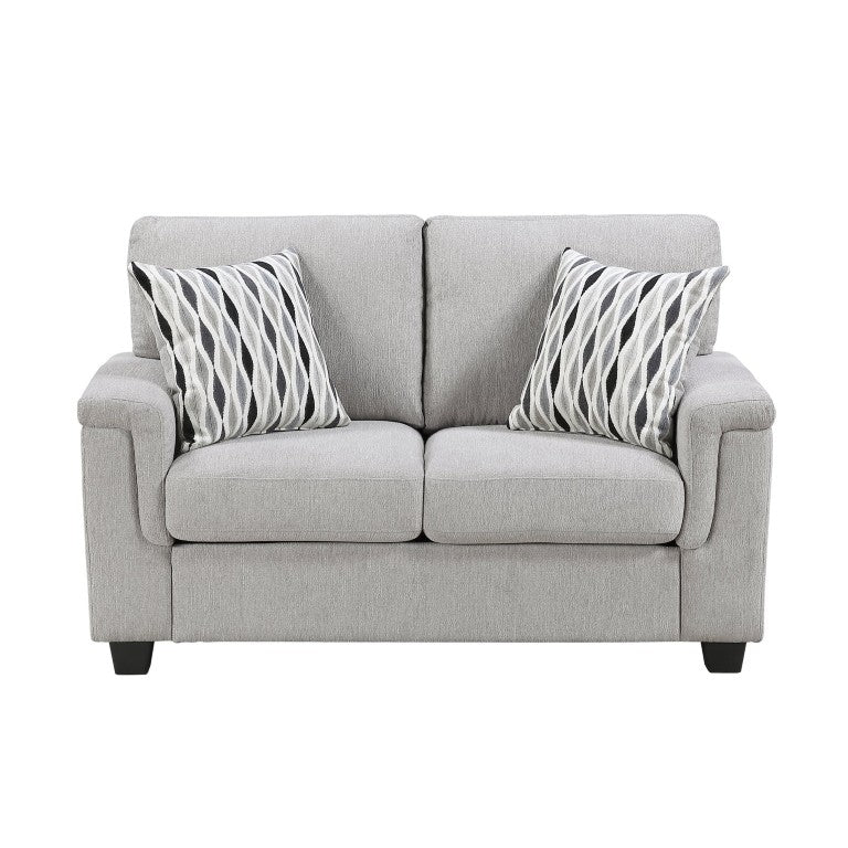 English Elm Gray Chenille Loveseat with Pocket Coil Cushions Decorative Pillows Transitional Living Room B011P568834