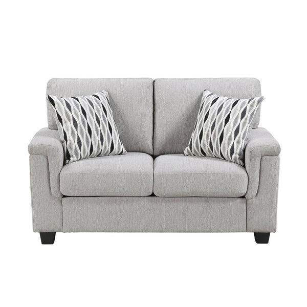 English Elm Gray Chenille Loveseat with Pocket Coil Cushions Decorative Pillows Transitional Living Room B011P568834