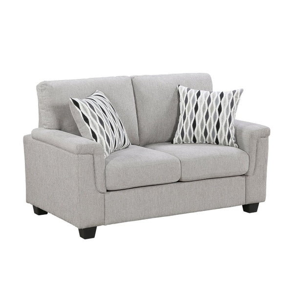 English Elm Gray Chenille Loveseat with Pocket Coil Cushions Decorative Pillows Transitional Living Room B011P568834