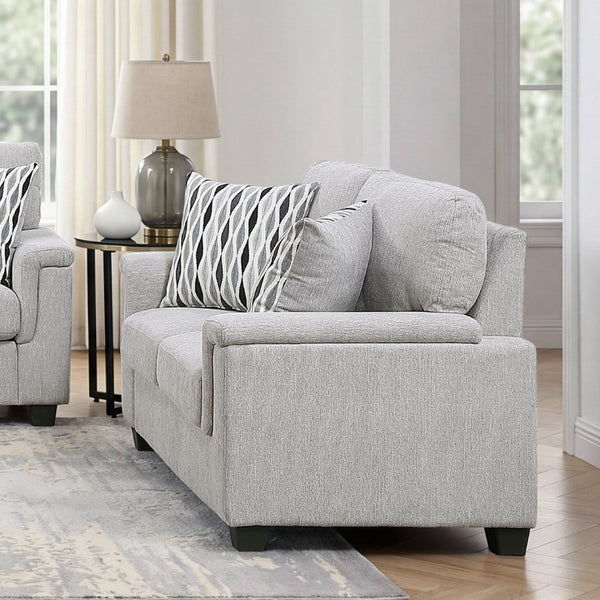 English Elm Gray Chenille Loveseat with Pocket Coil Cushions Decorative Pillows Transitional Living Room B011P568834