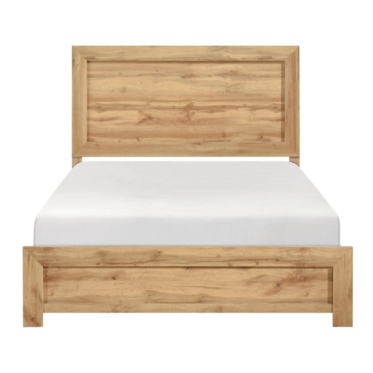 English Elm Bed Eastern King Coastal Platform with Faux Cane Headboard in Airy White Metal Natural Engineered Wood 75.5 L x 87.5 W x 54 H B011P569394
