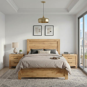 English Elm Bed Eastern King Coastal Platform with Faux Cane Headboard in Airy White Metal Natural Engineered Wood 75.5 L x 87.5 W x 54 H B011P569394
