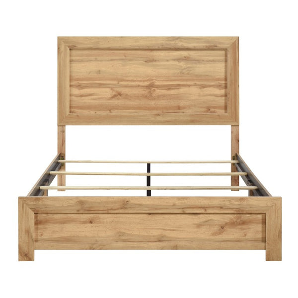 English Elm Bed Eastern King Coastal Platform with Faux Cane Headboard in Airy White Metal Natural Engineered Wood 75.5 L x 87.5 W x 54 H B011P569394