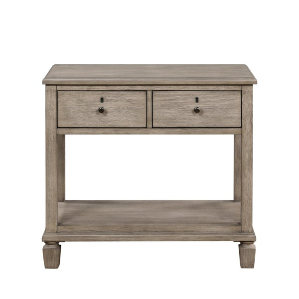 English Elm Nightstands Set of 2 Gray Oak Engineered Wood with Open Shelf and Dovetail Drawers B011P569397