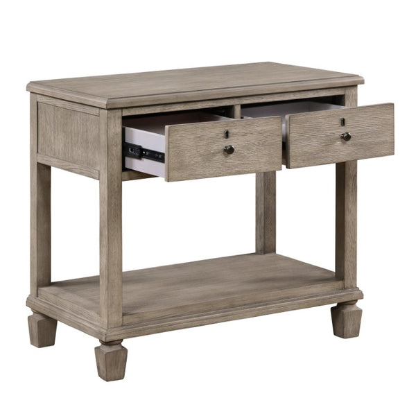 English Elm Nightstands Set of 2 Gray Oak Engineered Wood with Open Shelf and Dovetail Drawers B011P569397