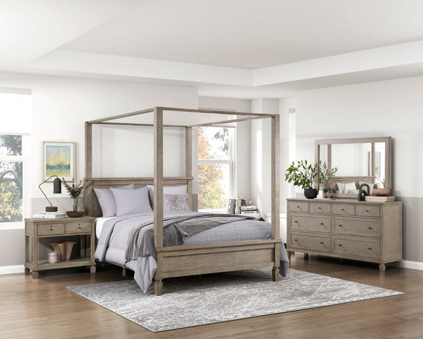 English Elm Nightstands Set of 2 Gray Oak Engineered Wood with Open Shelf and Dovetail Drawers B011P569397
