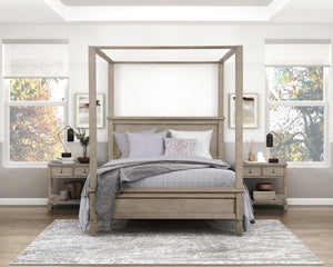 English Elm Nightstands Set of 2 Gray Oak Engineered Wood with Open Shelf and Dovetail Drawers B011P569397