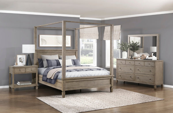 English Elm Nightstands Set of 2 Gray Oak Engineered Wood with Open Shelf and Dovetail Drawers B011P569397