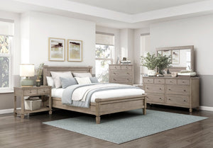 English Elm Nightstands Set of 2 Gray Oak Engineered Wood with Open Shelf and Dovetail Drawers B011P569397