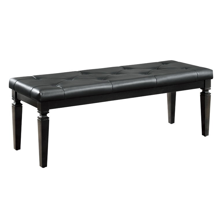 English Elm Bed Bench with Crystal Tufted Faux Leather Seat and Black Wood Veneer Frame B011P569400
