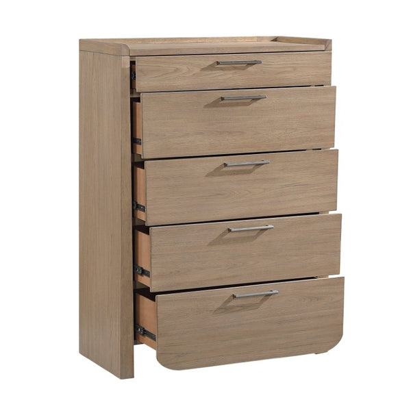 English Elm Chest of Five Drawers in Hickory Veneer with Warm Contemporary Bedroom Appeal B011P569406