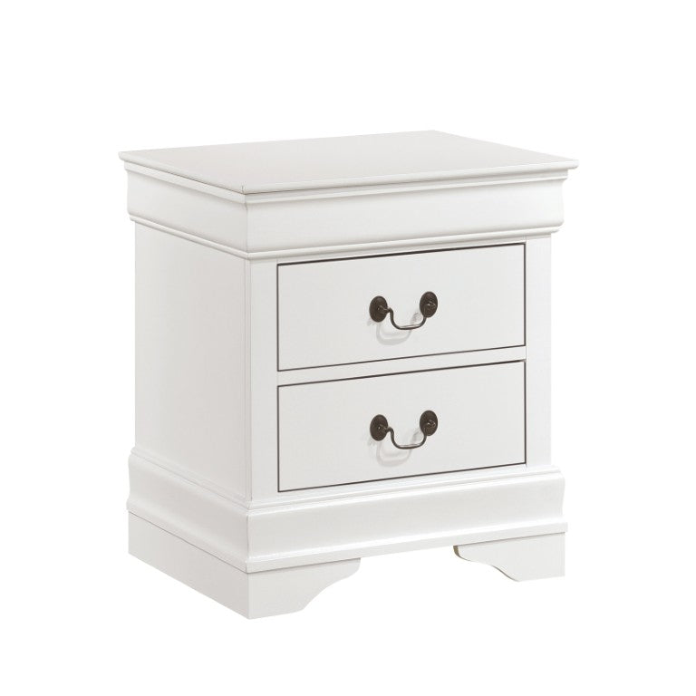 English Elm Nightstands Louis Philippe Style Pair White Okume Veneer Brass Handles Bedroom Set B011P569414