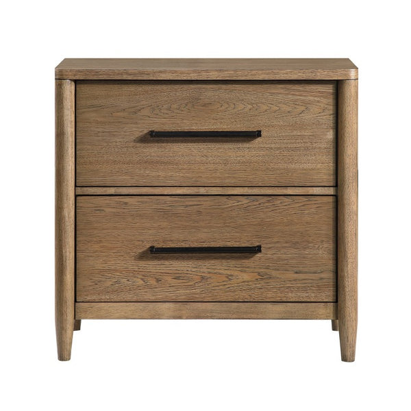 English Elm Nightstands Hickory Veneer Set of 2 with USB Charging and Cedar Lined Drawers B011P569416